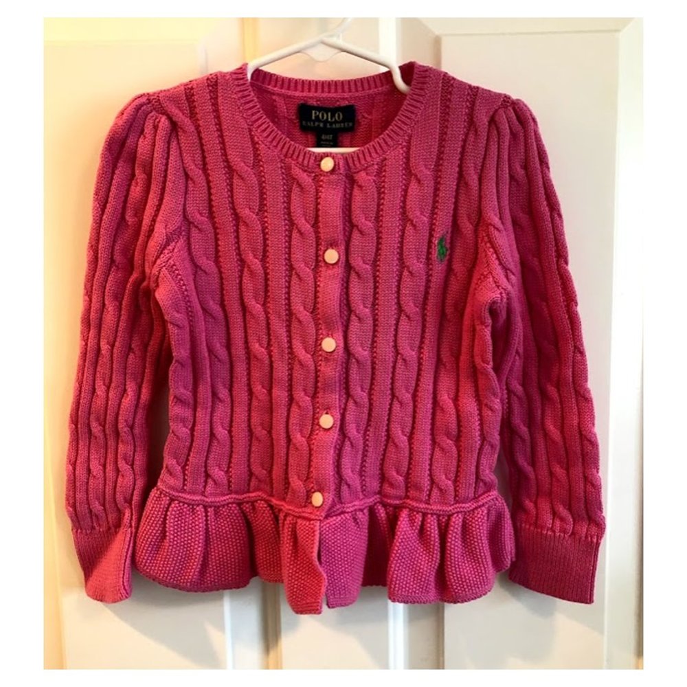 Ralph Lauren Girls' Peplum Cardigan Sweater NWT